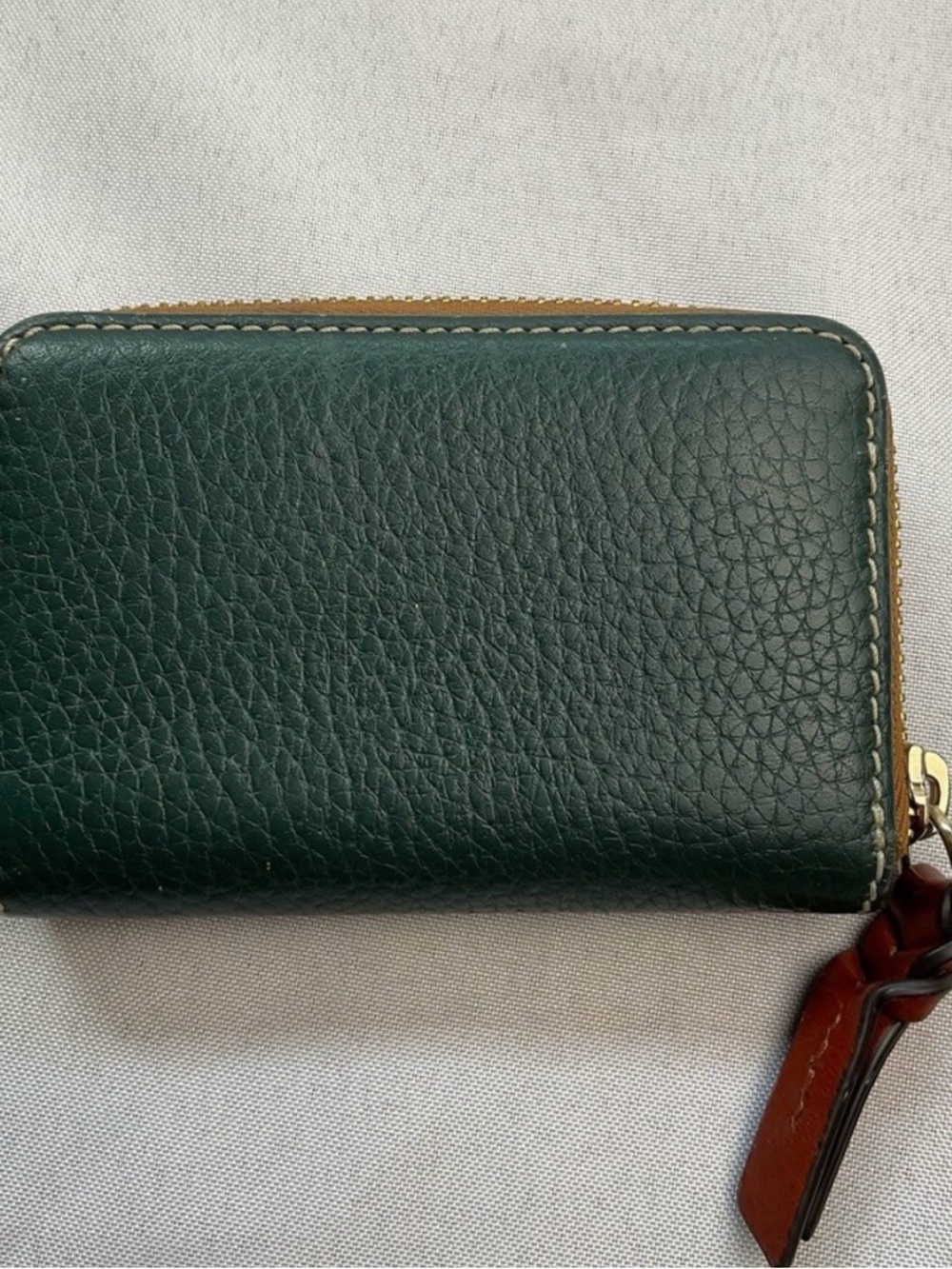 Dooney & Bourke Dark/Forest Green Pebbled Leather Zip Wallet Credit Card Case - Picture 5 of 6